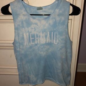 Hollister blue tie dye tank top